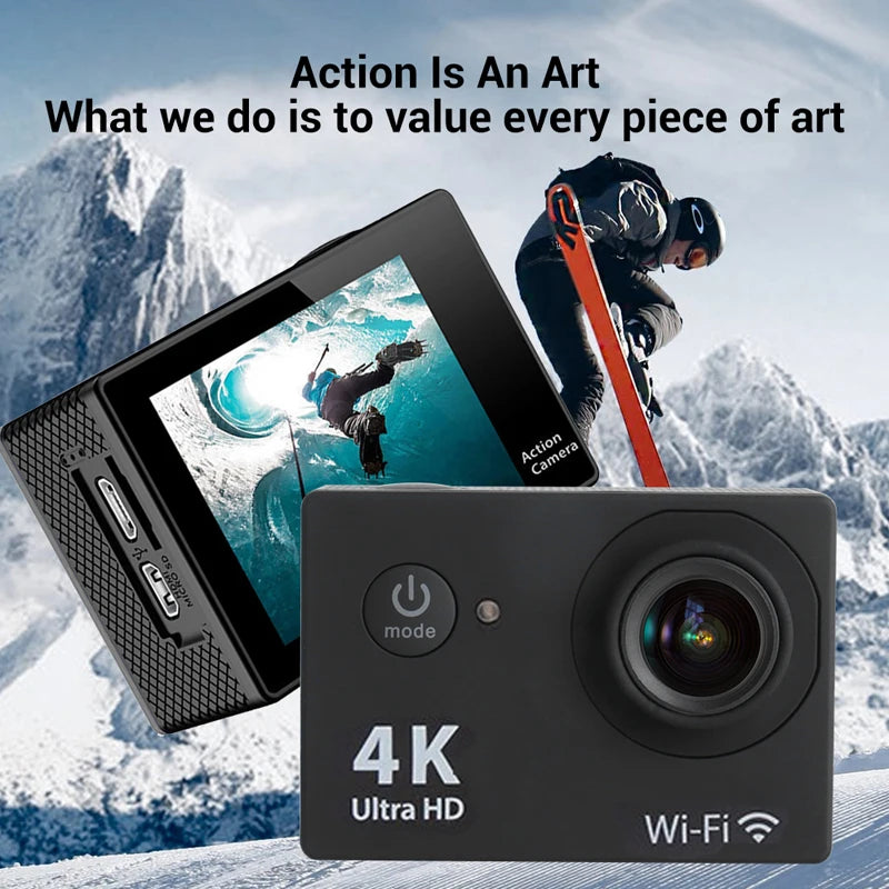 Original Ultra HD 4K Action Camera 1080P/30fps WiFi 2.0-inch Screen 170D Waterproof Underwater Helmet GO Recording Cameras Pro