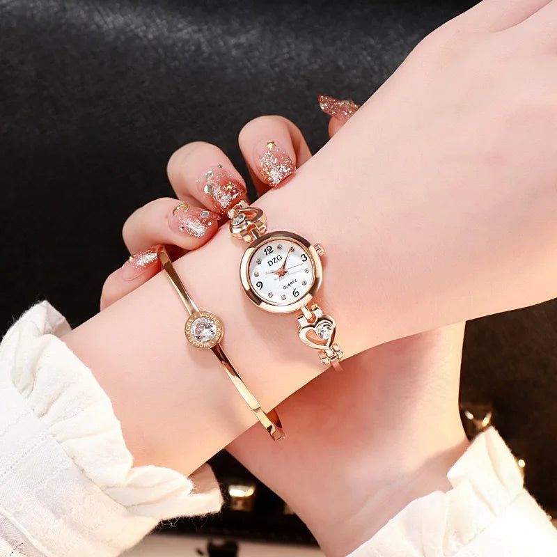 New Fashion Women Heart Bracelet Watch Rose Gold Quartz Watch Women Dress Wristwatch Casual Bracelet Watches Gift Reloj Mujer