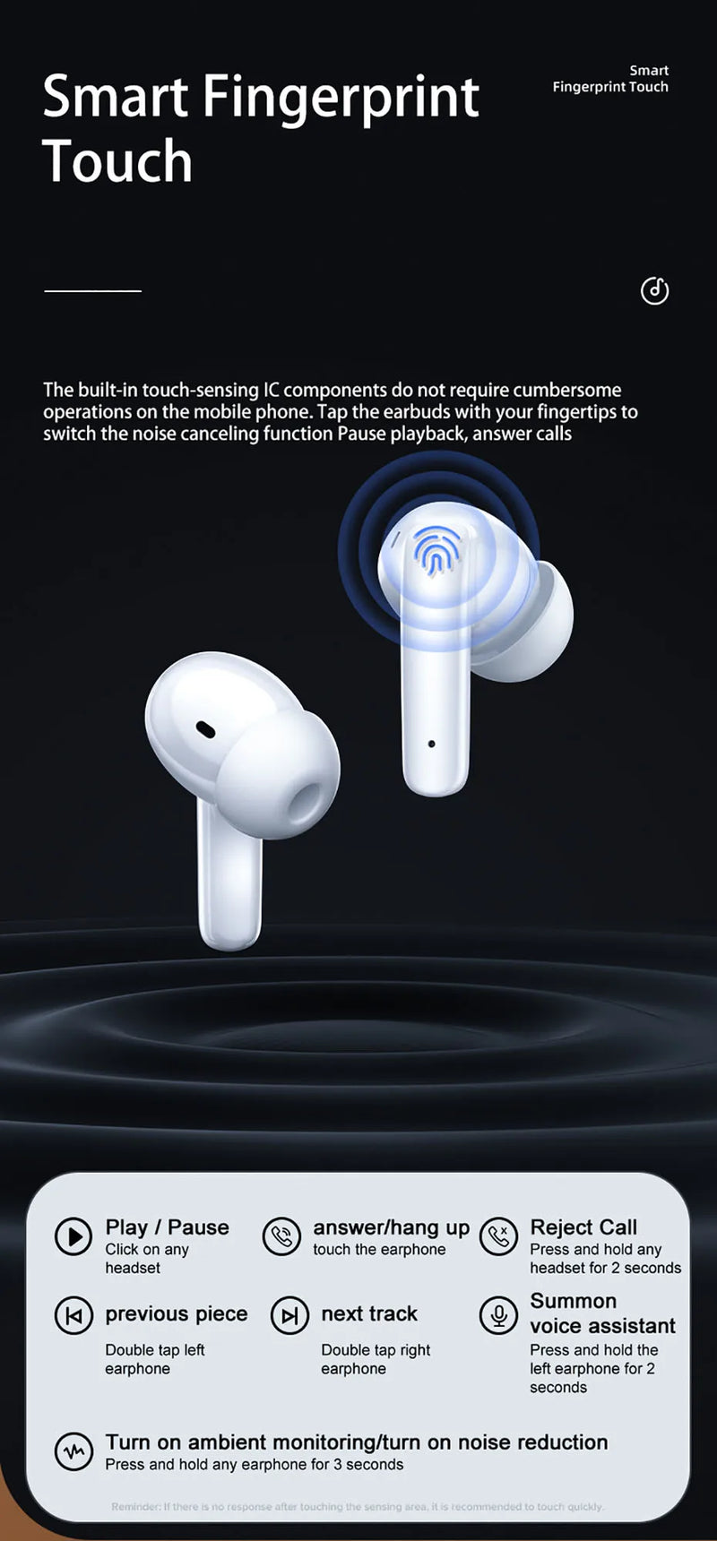 Joyroom TWS Wireless Bluetooth Earphones ANC Active Noise Cancelling Earphone in-Ear Mics Handfree Phone Earbuds For Smarphones