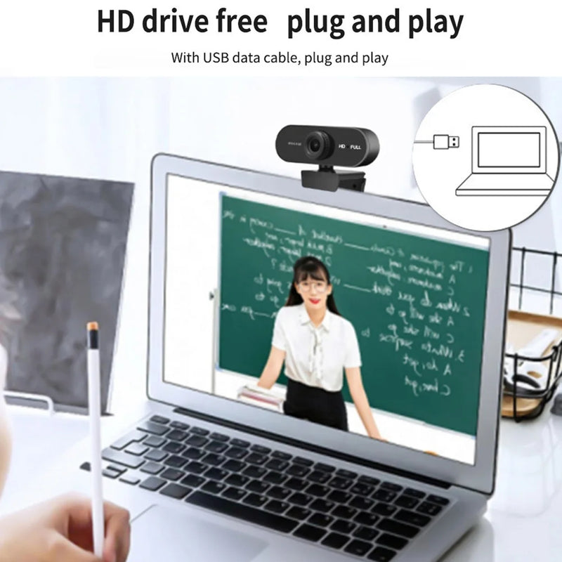 USB HD 1080P/2K Webcam Plug and Play with Microphone Computer Web Camera Autofocus for PC/Laptop Conferencing and Video Calling