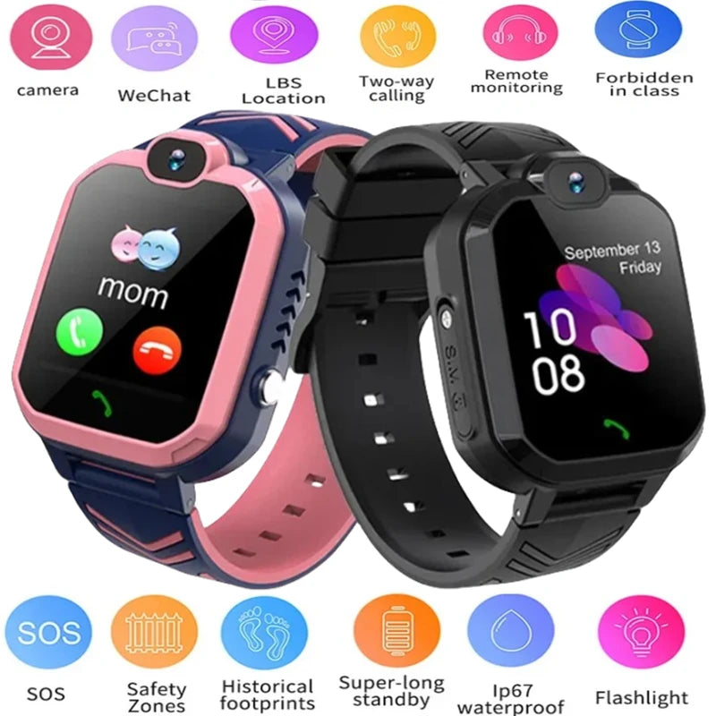 Relógio Inteligente Infantil Eletrônico Esporte SOS Crianças Smartwatch Telefonema Cartão SIM 2G Localização Câmera Foto Presente Para Menino Meninas Relógio