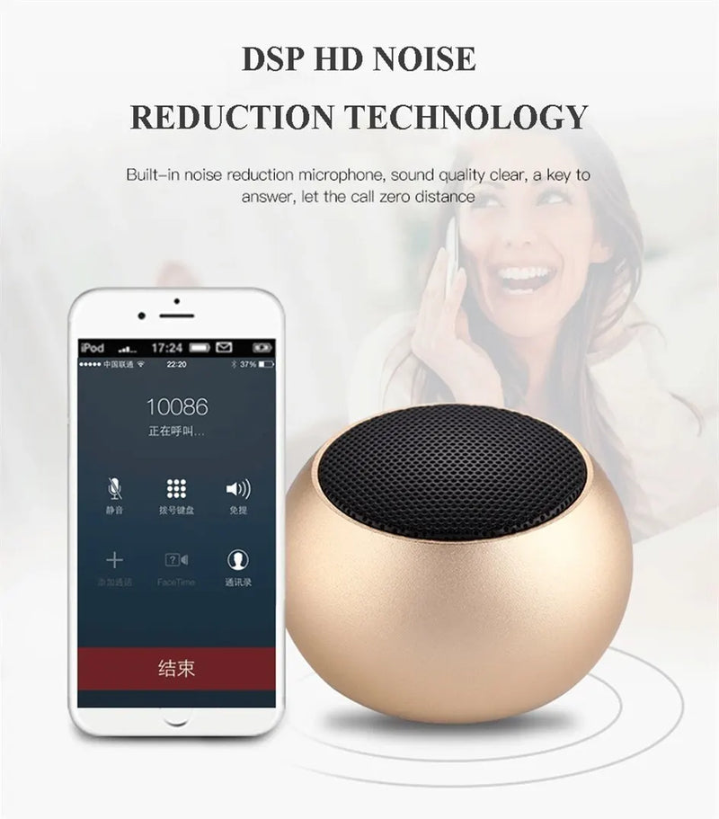 TWS Portable Bluetooth Speaker Mini Wireless Stereo Speaker 300mAh Battery Bluetooth Metal Heavy Subwoofer Outdoor Speaker