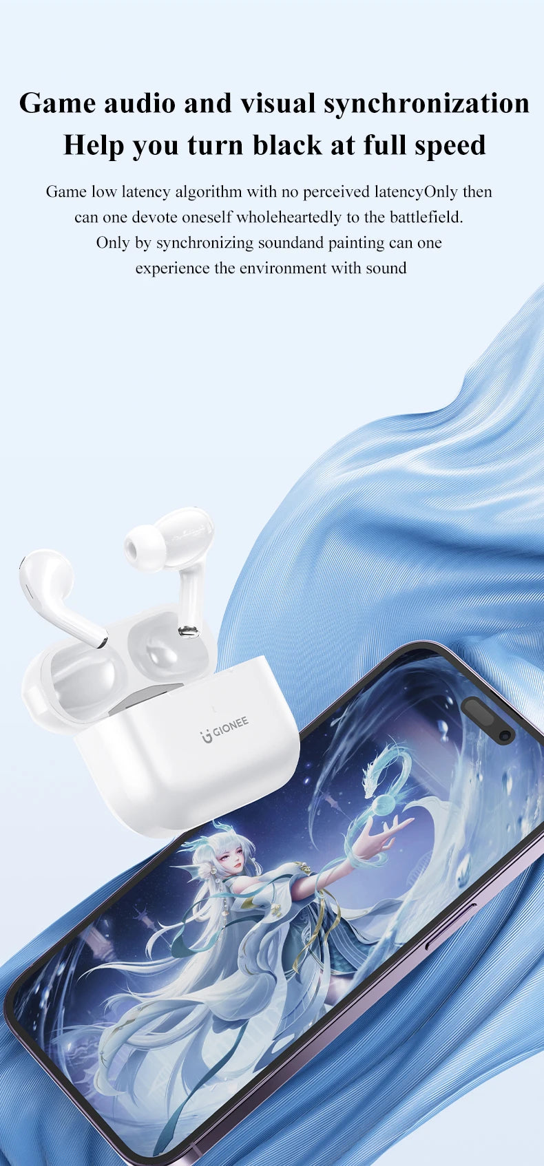 GIONEE JL005 In-ear ANC Wireless Earphone Bluetooth 5.3 Noise Cancellation Wireless Headphone Support 3D Spatial Audio Earbuds