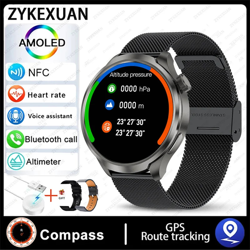 2024 New For HUAWEI Outdoor Sports Smart Watch Men AMOLED Screen NFC GPS Compass Heart rate Waterproof Bluetooth Call SmartWatch