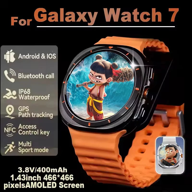 Novo relógio inteligente original Galaxy Z7 Ultra masculino de 1,52 polegadas com tela brilhante e GPS para chamadas e esportes, smartwatch 2025