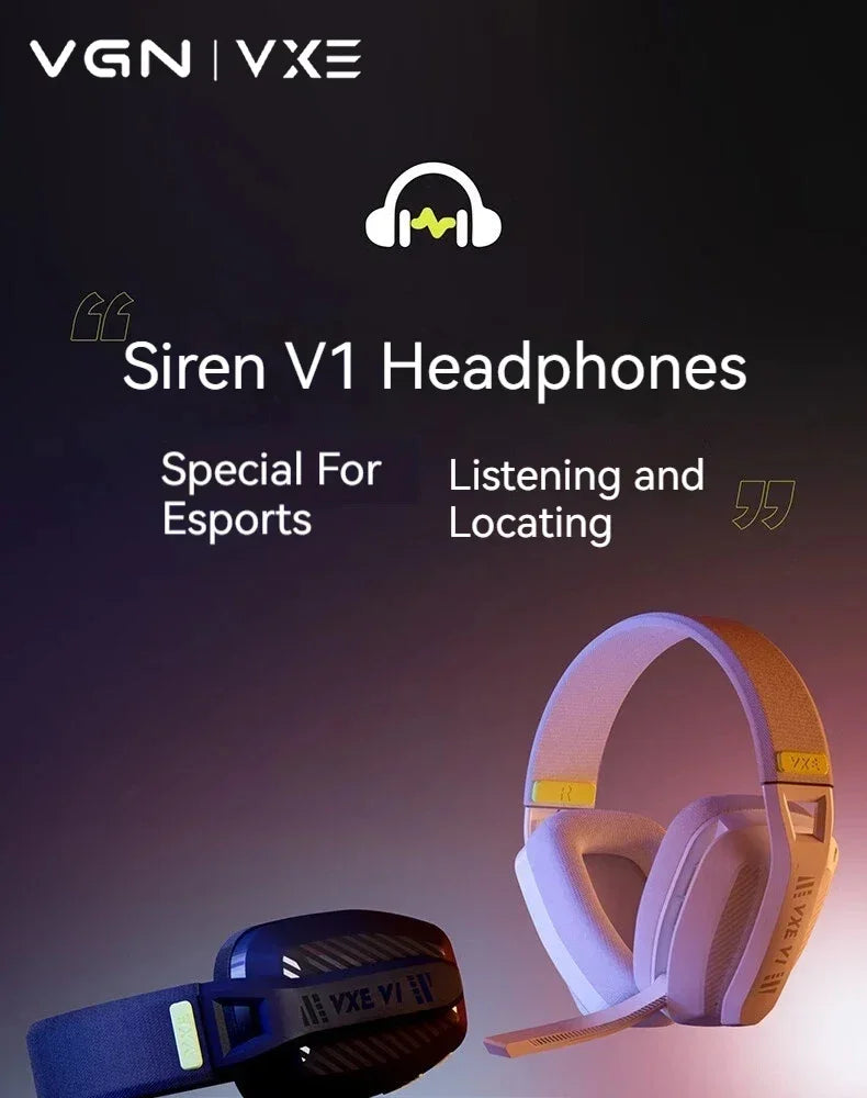 VGN VXE Siren V1 Earphones with Low Latency, Lightweight Dual-mode Bluetooth 5.3 Wireless 2.4g Fps Esports Gaming Earphones