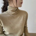 Lucyever Turtleneck Sweater for Women Autumn Winter Basic Solid Knitted Jumpers Tops Korean Casual Slim Long Sleeve Pullovers