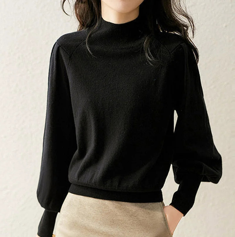 Ladies Sweaters Gigh Neck Jerseys Brown Pullover Knitted Top for Women Turtleneck Black Fashion 2024 Cashmere Streetwear Jersey