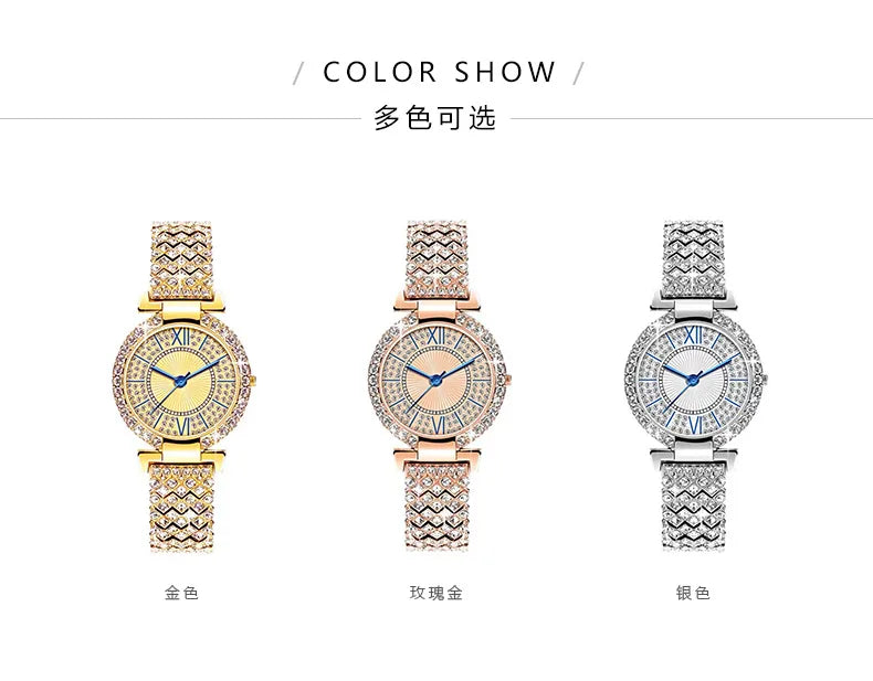 New Watch for Women Luxury Geneva Rhinestone Stainless Steel Fake Three Eyes Quartz Women Watch Gift for Lady Relógio Femino