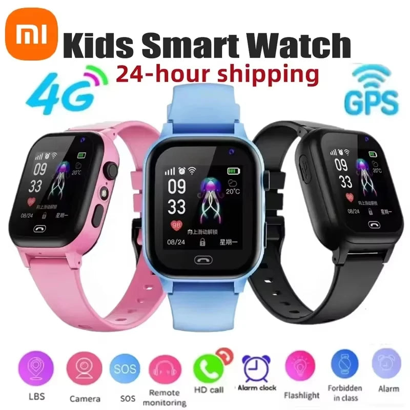 Xiaomi Kids 4G Smart Watch SOS GPS Localização Videochamada Cartão SIM Criança SmartWatch Câmera À Prova D'Água Relógio de Atualização Para Meninos Meninas