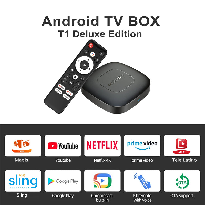 Android13 box android TV AllwinnerH313 Google Assistant, Bluetooth  2G16G 2.4G5G Wifi T1