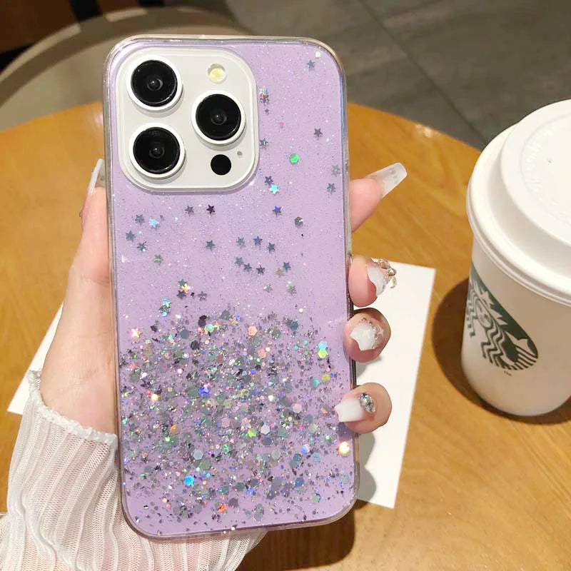 Dream Glitter Silicone Epoxy Soft Case for Samsung S24 ULTRA S23 Plus S25 A05S M54 F54 M34 A25 A15 A35 A55 thin Clear Cover