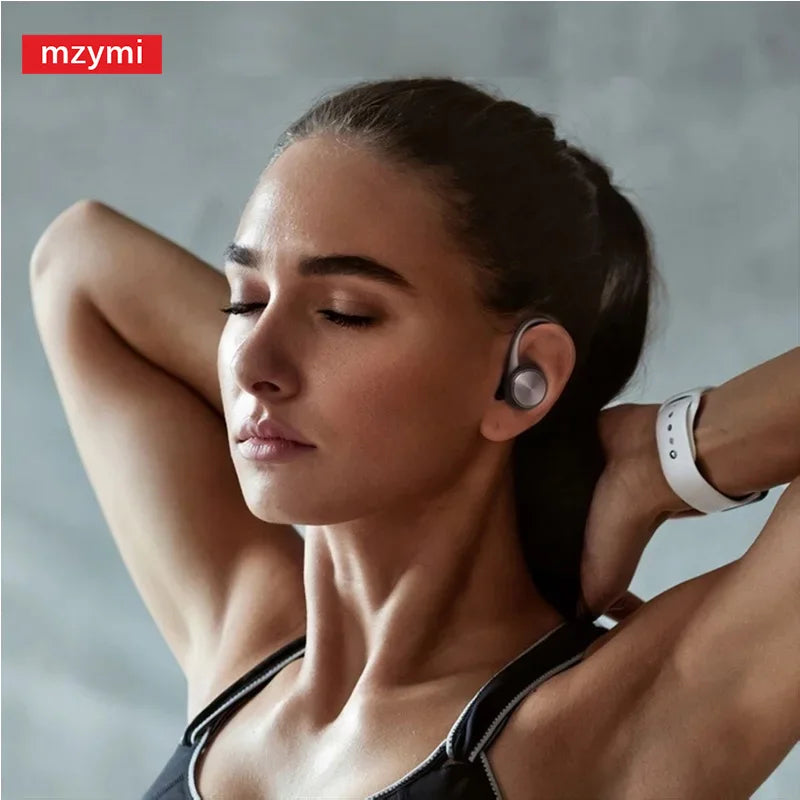 mzymi R200 Wireless Earbuds Open Ear Bluetooth Headphone EarHooks 9D Stereo Sound Earphones Sports LED Display Headset