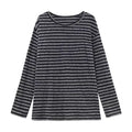 Autumn Women Harajuku Striped T Shirt Long Sleeve O-Neck Casual Oversize Top Femme Streetwear Black Grey Loose Street Tops Y2K