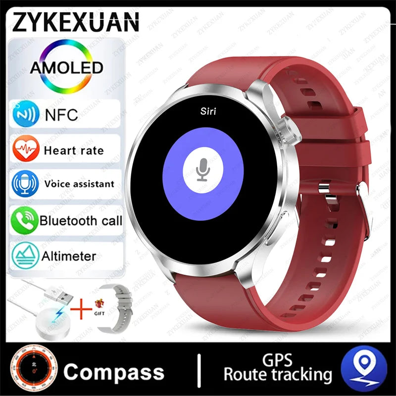 2024 New For HUAWEI Outdoor Sports Smart Watch Men AMOLED Screen NFC GPS Compass Heart rate Waterproof Bluetooth Call SmartWatch