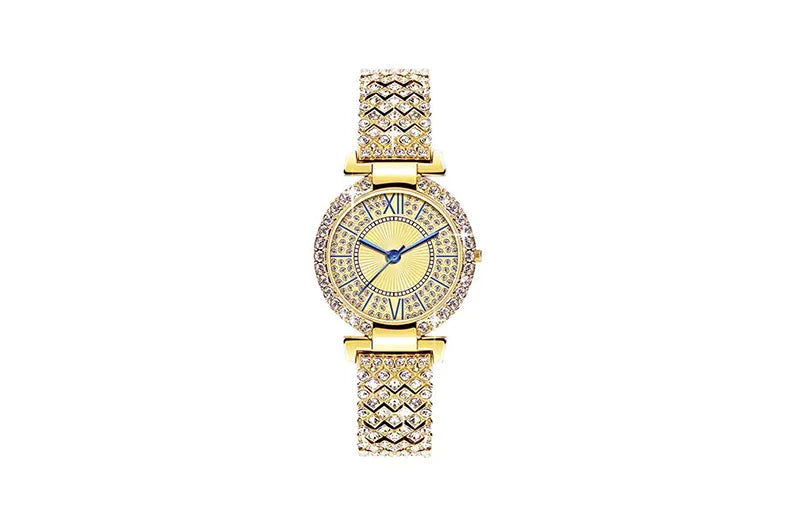 New Watch for Women Luxury Geneva Rhinestone Stainless Steel Fake Three Eyes Quartz Women Watch Gift for Lady Relógio Femino