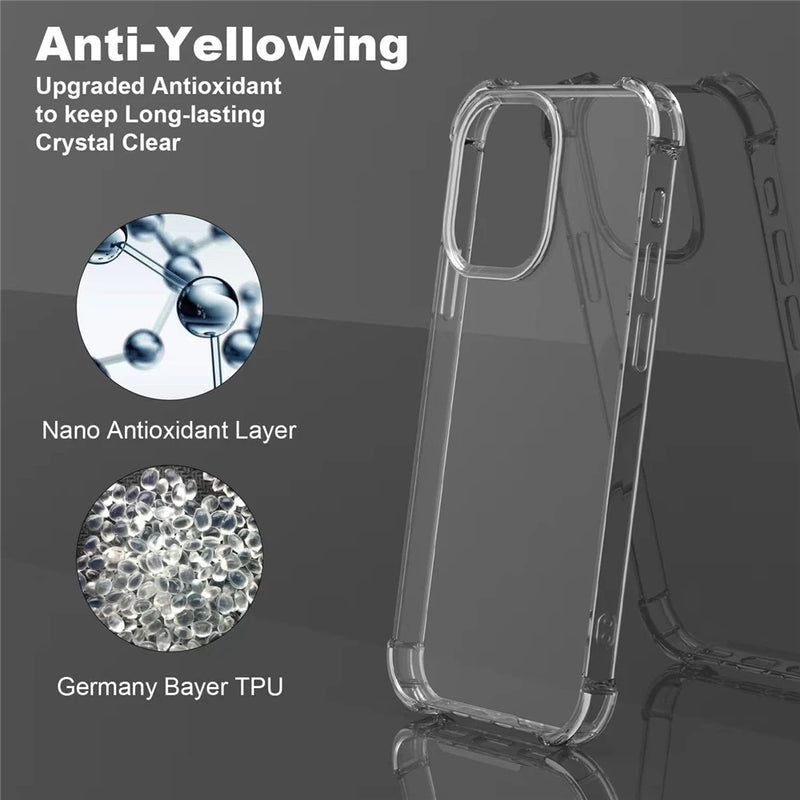 Luxury Clear Shockproof Case For iPhone 15 Pro Max Soft TPU Silicone Case on For iPhone 15 Plus Transparent Back Cover