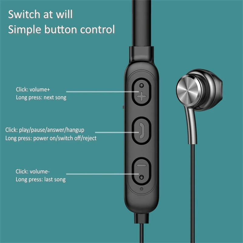 Wireless Bluetooth-compatible 5.1 Headphones Stereo Noise Cancelling Neckband Headset Sports Earbuds With Microphone