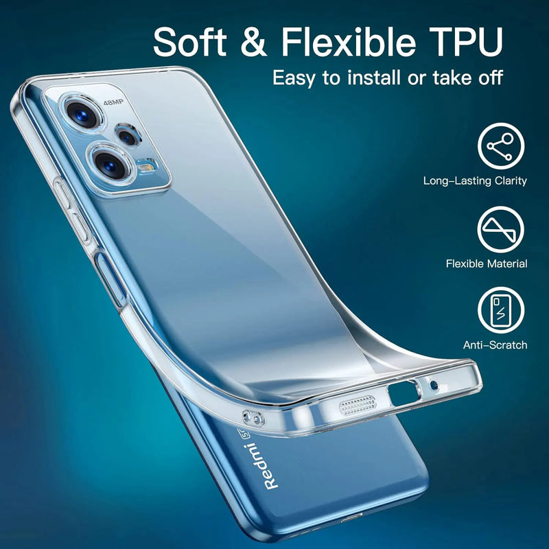 Ultra Thin Clear Silicone Soft Case For Xiaomi Redmi Note 9 8T 9S 10 10S 11 11T 11E 11S 12 12S 13 Pro 5G 4G Plus ProtectiveCover