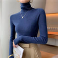 Lucyever Turtleneck Sweater for Women Autumn Winter Basic Solid Knitted Jumpers Tops Korean Casual Slim Long Sleeve Pullovers