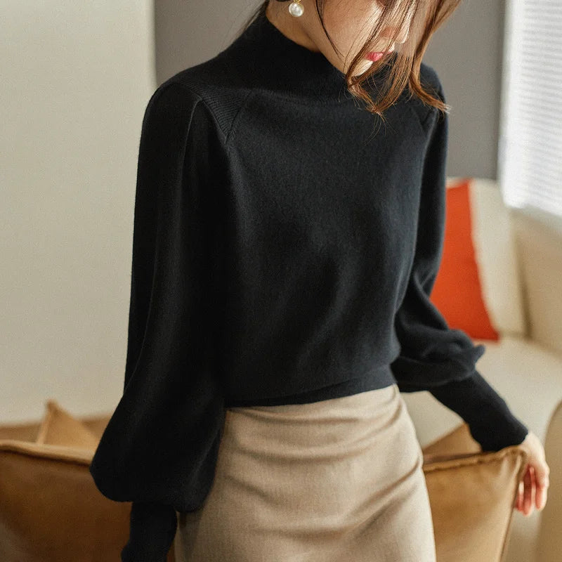 Ladies Sweaters Gigh Neck Jerseys Brown Pullover Knitted Top for Women Turtleneck Black Fashion 2024 Cashmere Streetwear Jersey