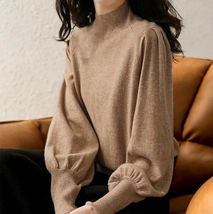 Ladies Sweaters Gigh Neck Jerseys Brown Pullover Knitted Top for Women Turtleneck Black Fashion 2024 Cashmere Streetwear Jersey