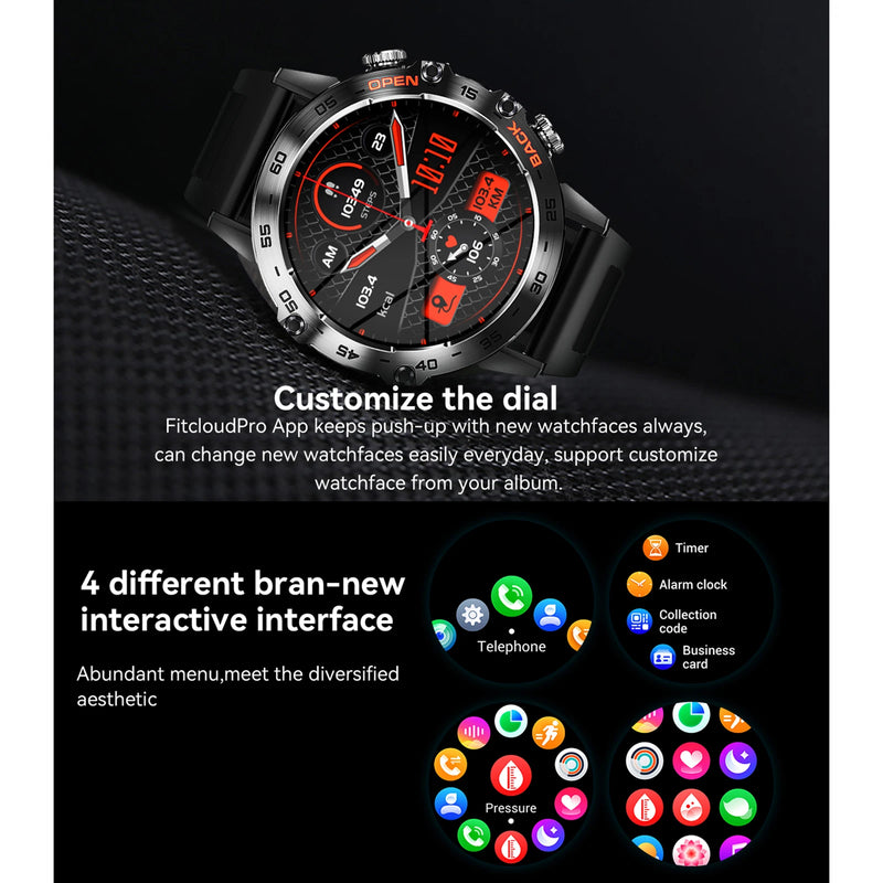 K52 Smart Watch 1.39inch FullTouch Screen Bluetooth Call Fitness Tracker Heart Rate Blood Oxygen Monitor Multiple Sports Mode