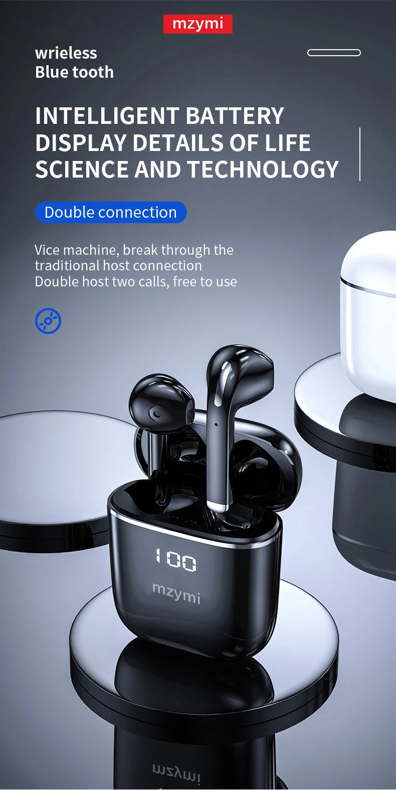 mzymi Buds 3 Pro Wireless Earbuds Bluetooth Stereo Power Display OEM Earphone Noise Reduction Waterproof Headset For XIAOMI