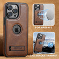 SUTENI Magnetic Support Luxury Leather Magsafe Phone Cases For iPhone 16 15 14 13 12 Pro Max Plus Cover