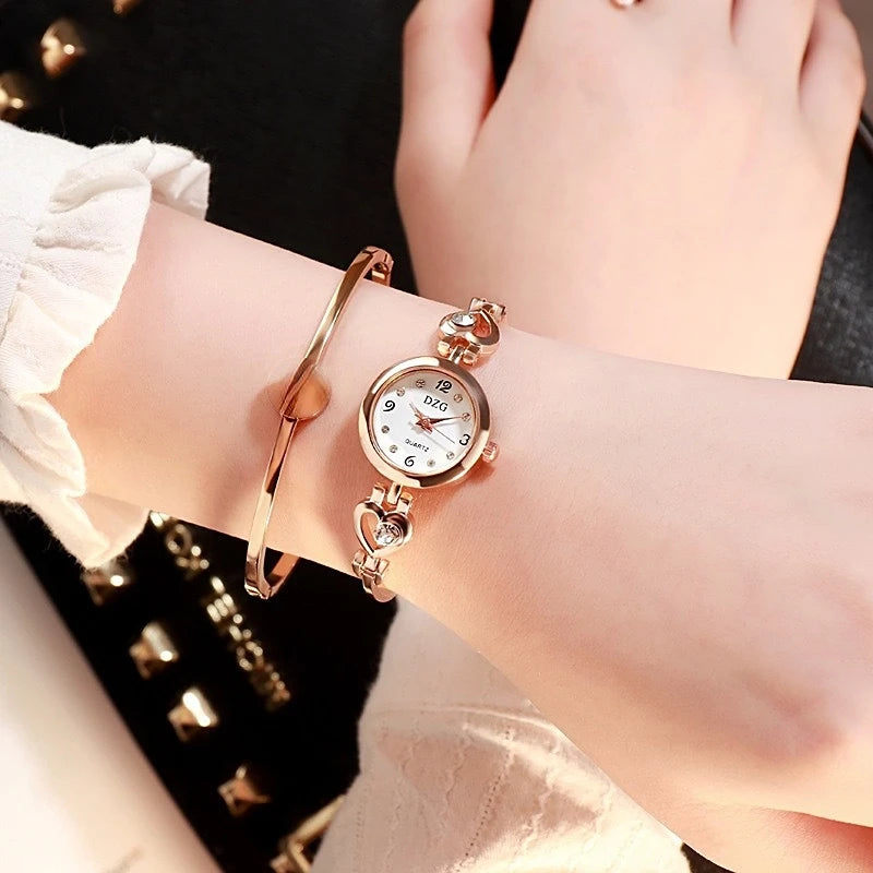 New Fashion Women Heart Bracelet Watch Rose Gold Quartz Watch Women Dress Wristwatch Casual Bracelet Watches Gift Reloj Mujer