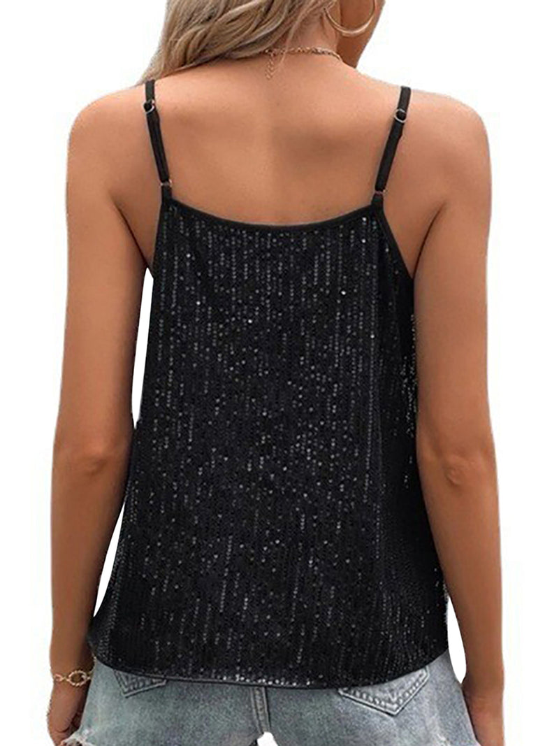 Stylish Sparkle Women s Sequin Halter Neck Sleeveless Shimmer Blouse Glitter Party Clubwear