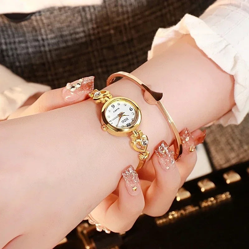 New Fashion Women Heart Bracelet Watch Rose Gold Quartz Watch Women Dress Wristwatch Casual Bracelet Watches Gift Reloj Mujer