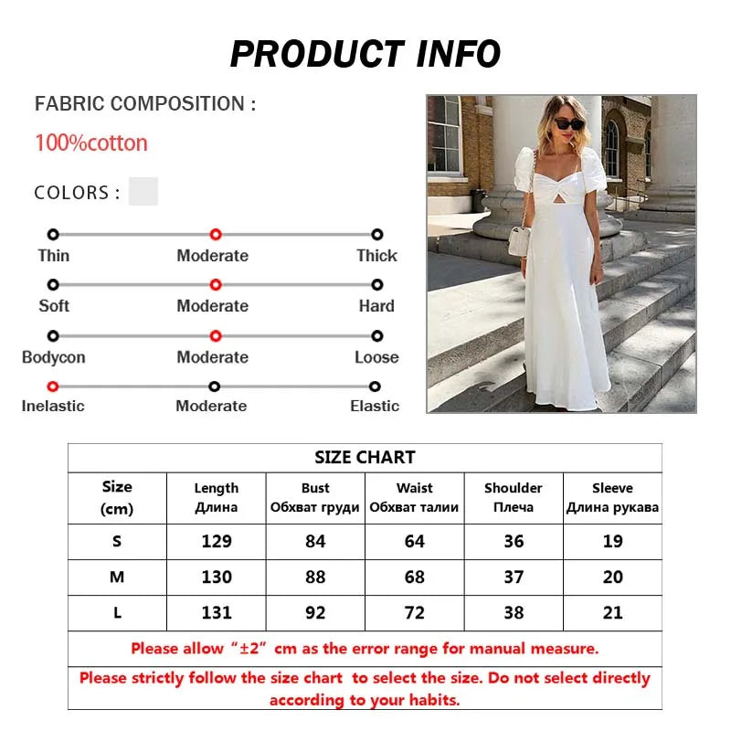 Oymimi Fashion White Cotton Womens Dresses Elegant Short Sleeve V-Neck Hollow Out Dresses Autumn High Waisted Mid-Calf Dress