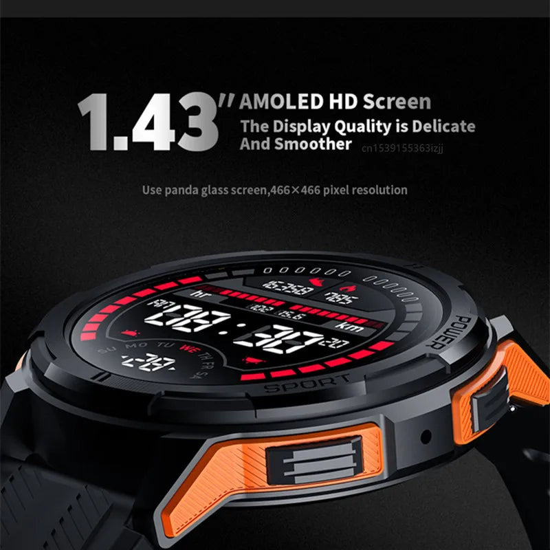 Smart Watch C25 Men Bluetooth Call 1.43inch Amoled Screen AI Voice 410mAh Battery 1ATM Waterproof Outdoor Sport Smartwatch