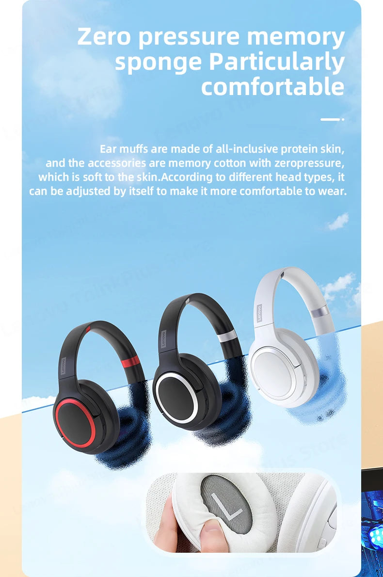 100% Original Lenovo TH40 Sports Headphones HIFI Sound Quality Smart Noise Cancelling Stereo Wireless Bluetooth Earphones