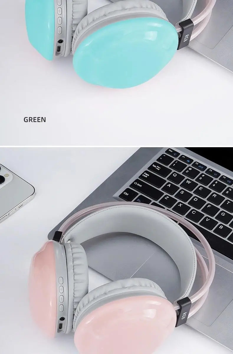 New Wireless Bluetooth Headphones RGB Flowing Colorful Lamp Head Earphones Hifi Stereo Noise Reduction Gaming Headsets With Mic