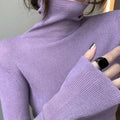 Lucyever Turtleneck Sweater for Women Autumn Winter Basic Solid Knitted Jumpers Tops Korean Casual Slim Long Sleeve Pullovers