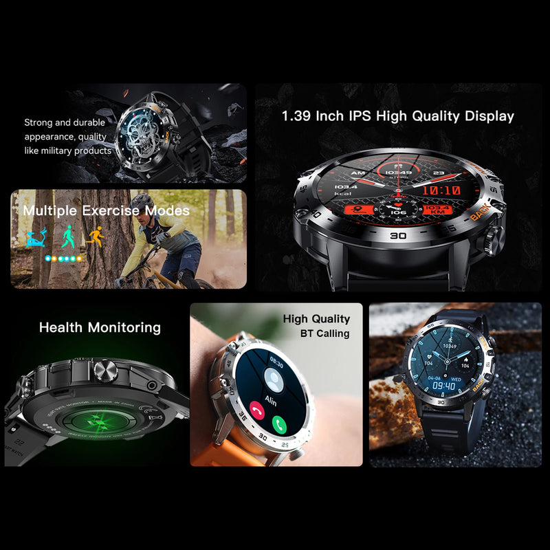 K52 Smart Watch 1.39inch FullTouch Screen Bluetooth Call Fitness Tracker Heart Rate Blood Oxygen Monitor Multiple Sports Mode