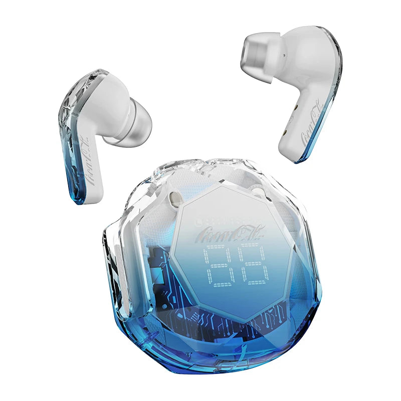 Coca-Cola Diamond Series Bluetooth 5.3 Earphone Wireless Headphones Bass Stereo Ear Buds with Noise Cancelling Mic LED Display