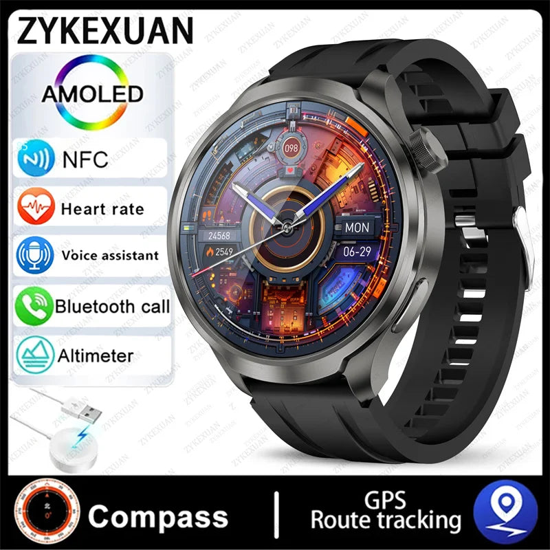 2024 New For HUAWEI Outdoor Sports Smart Watch Men AMOLED Screen NFC GPS Compass Heart rate Waterproof Bluetooth Call SmartWatch