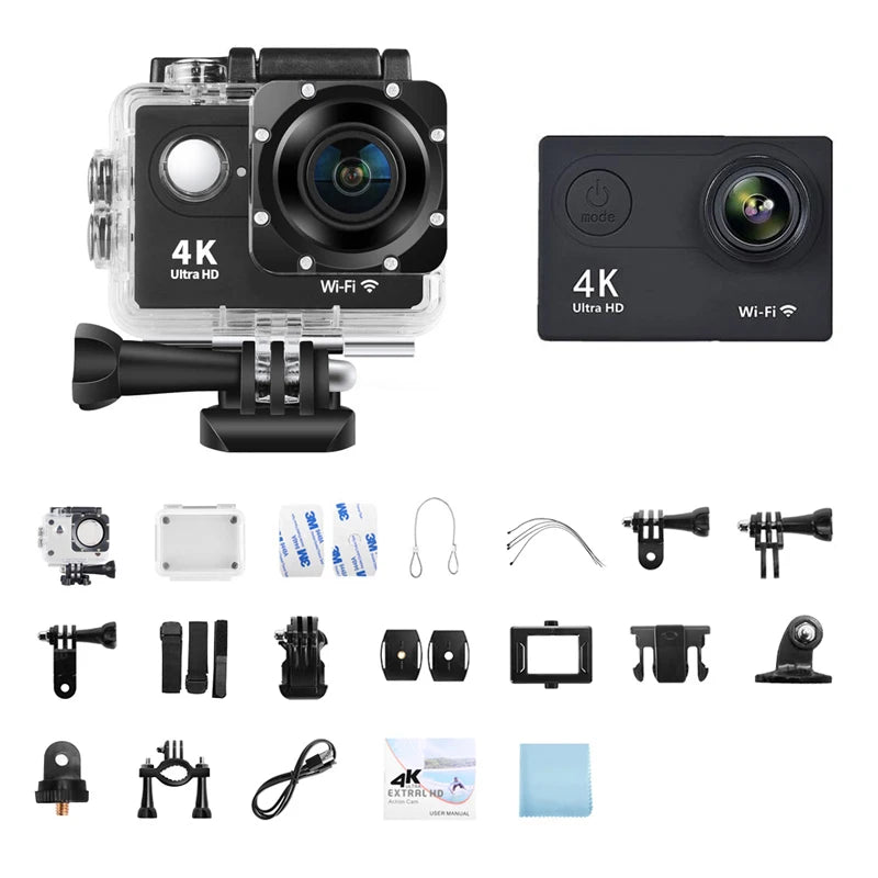 Original Ultra HD 4K Action Camera 1080P/30fps WiFi 2.0-inch Screen 170D Waterproof Underwater Helmet GO Recording Cameras Pro