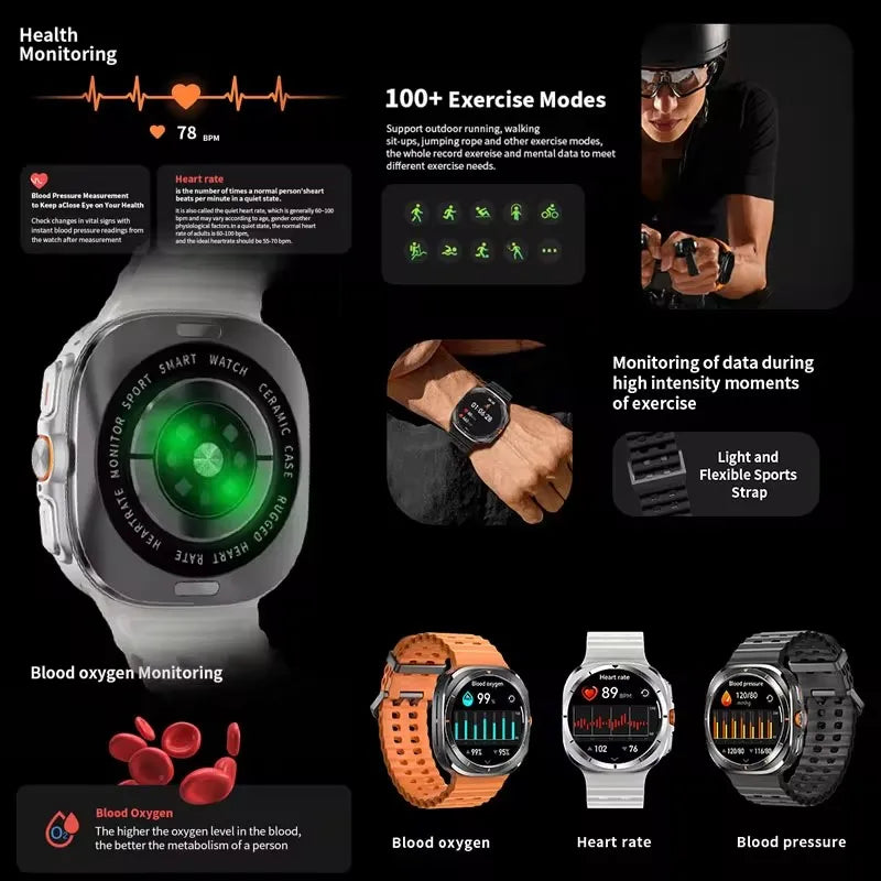 Novo Galaxy Watch 7 Ultra Smart Bracelet Men 32GB Memória GPS Trackr NFC HD Tela Safira Bluetooth chamada Smartwatches Para Samsung