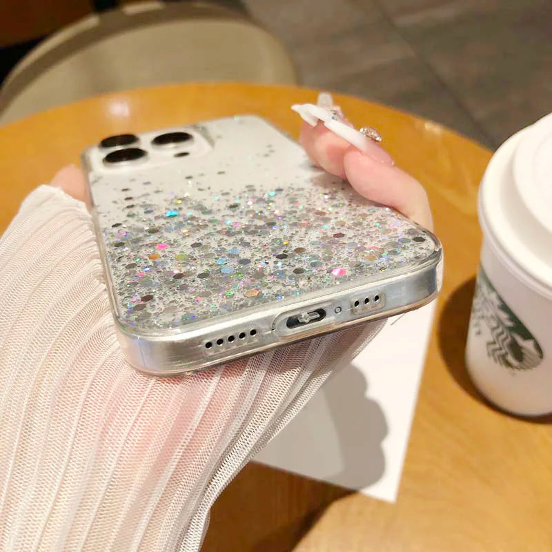 Dream Glitter Silicone Epoxy Soft Case for Samsung S24 ULTRA S23 Plus S25 A05S M54 F54 M34 A25 A15 A35 A55 thin Clear Cover