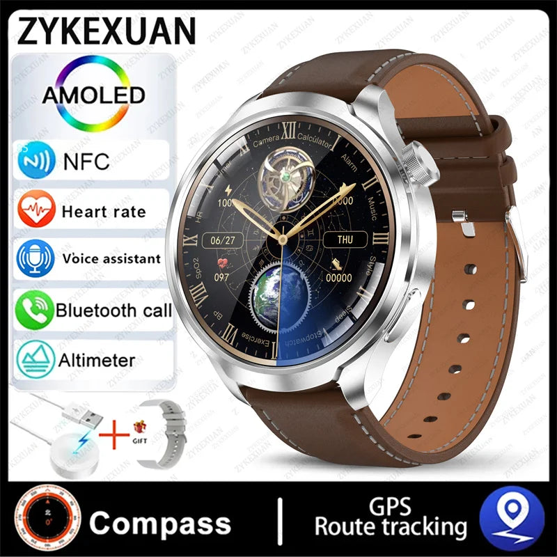 2024 New For HUAWEI Outdoor Sports Smart Watch Men AMOLED Screen NFC GPS Compass Heart rate Waterproof Bluetooth Call SmartWatch