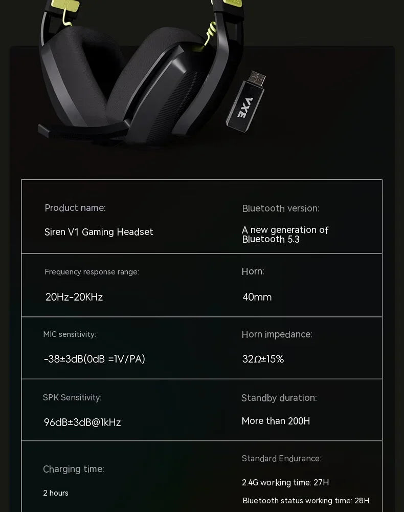 VGN VXE Siren V1 Earphones with Low Latency, Lightweight Dual-mode Bluetooth 5.3 Wireless 2.4g Fps Esports Gaming Earphones