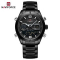 NAVIFORCE Luxury Military Sports Watch For Men Luminous Waterproof Steel Band Quartz Digital Dual Display Wrist Watch Male Clock