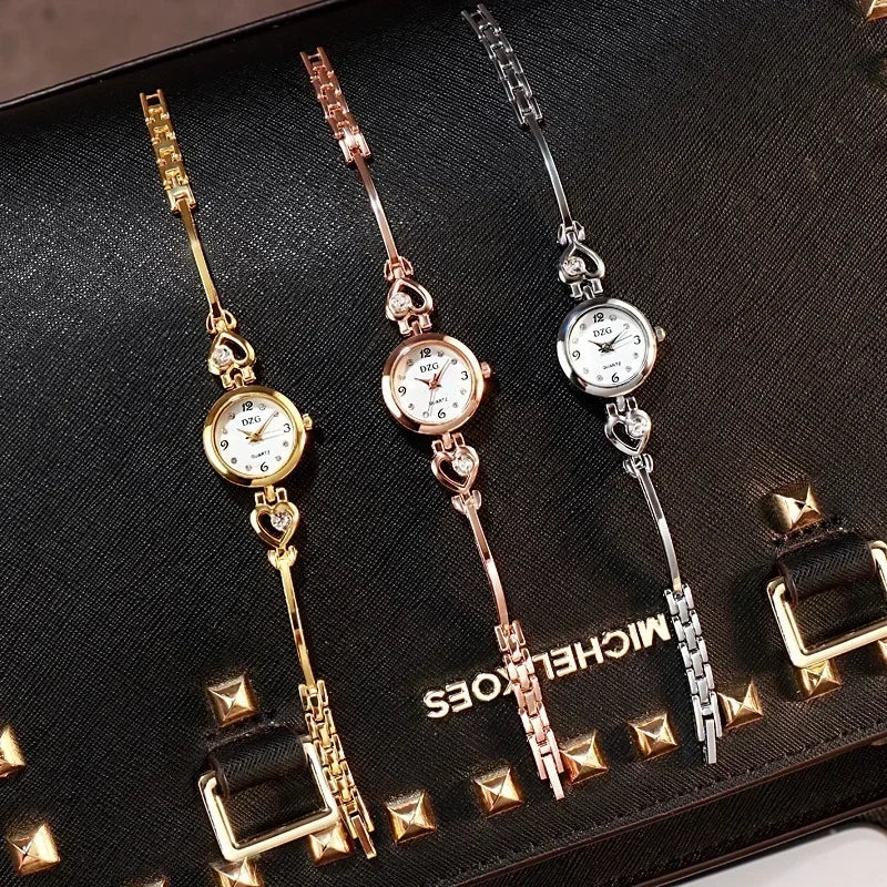 New Fashion Women Heart Bracelet Watch Rose Gold Quartz Watch Women Dress Wristwatch Casual Bracelet Watches Gift Reloj Mujer