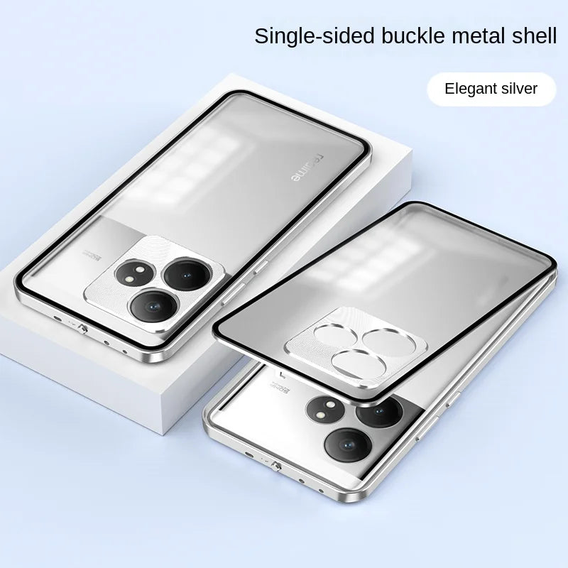 Premium Acrylic+Metal border Detachable Spring buckle Back Cover For Realme GT Neo6 SE 6.78'' RMX3850 Shockproof Phone Case