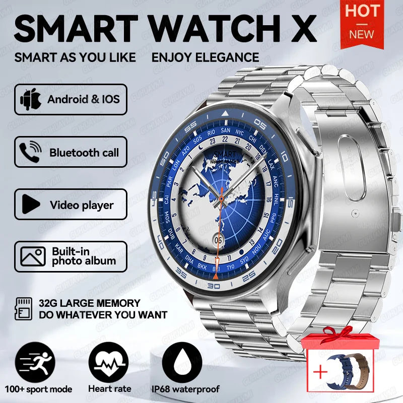 2024 Novo para OPPO Watch X Smart Watch 4G Memória Música Vídeo Bluetooth Chamada IP68 À Prova D'Água AMOLED Smartwatch para Fones de Ouvido TWS ﻿