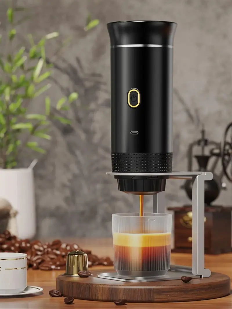 Máquina de café expresso elétrica portátil sem fio para carro e casa, cafeteira de acampamento, cápsula 3 em 1, cafeteira de viagem